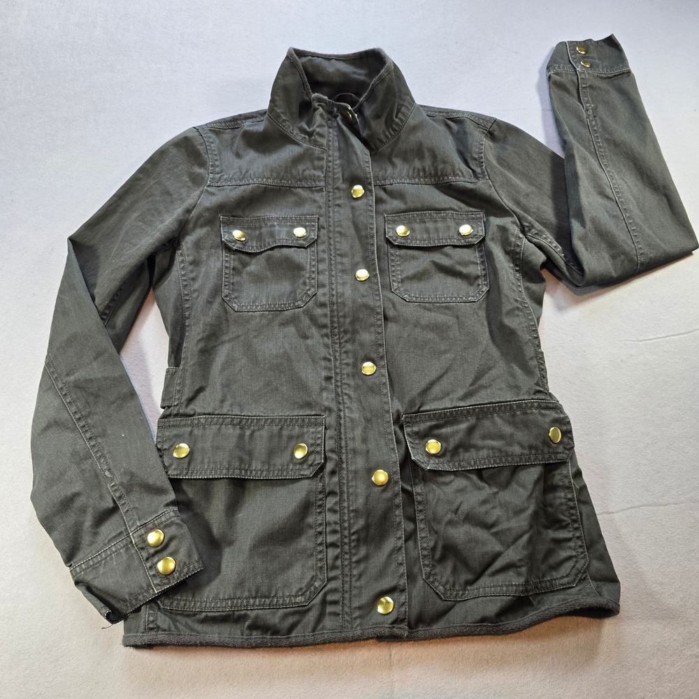 J.Crew Field Mechanic Jacket Gray Utility Military Coat Relaxed Boyfriend XS